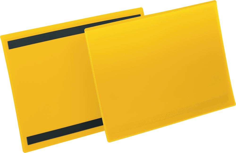 Etikettentasche B297xH210 mm A4 quer gelb, magnetisch VE 50 Stück