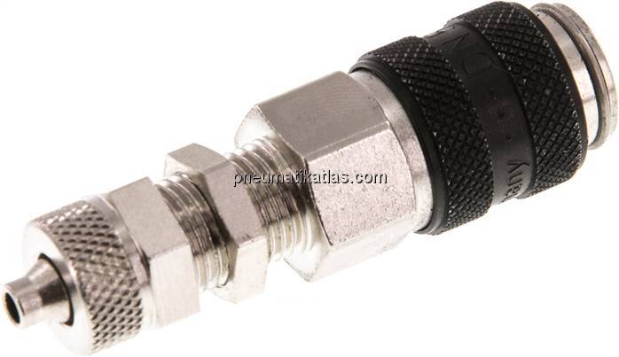 Schott-Kupplungsdose (NW5) 6x4mm Schlauch, Messing vernickelt