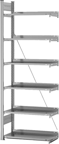 Anbauregal zerlegt HZA 20307 EX, 6 Böden 2000x300x750mm verzinkt