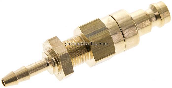 Schott-Kupplungsstecker (NW5) 4mm Schlauch, Messing