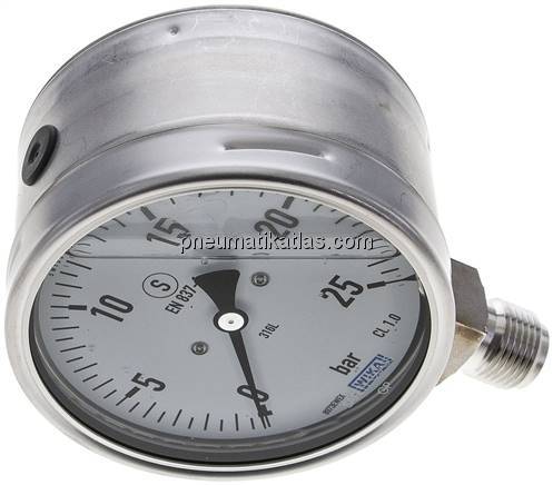 Gly.-Sicherheits-Manometer senkrecht,100mm, 0 - 25 bar