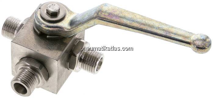 ES-Hochdruck-3-Wege Kugelhahn, L-Bohrung, 8 S (M16x1,5), 0 - 400bar