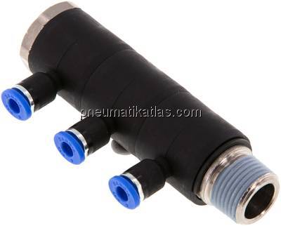 Steck-Mehrfachverteiler, 3-fach R 3/8"-4mm, IQS-Standard