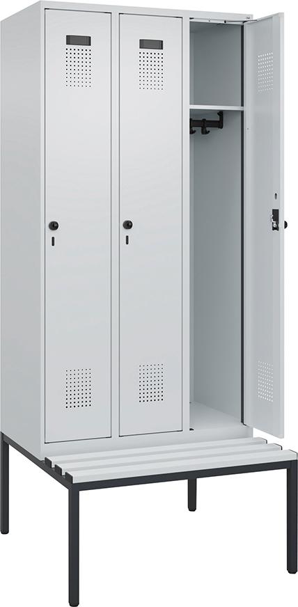 Spind Evolo PLUS 3 Abteile H2120xB900xT815mm 7035 7035 /P1G/7021P_DKB