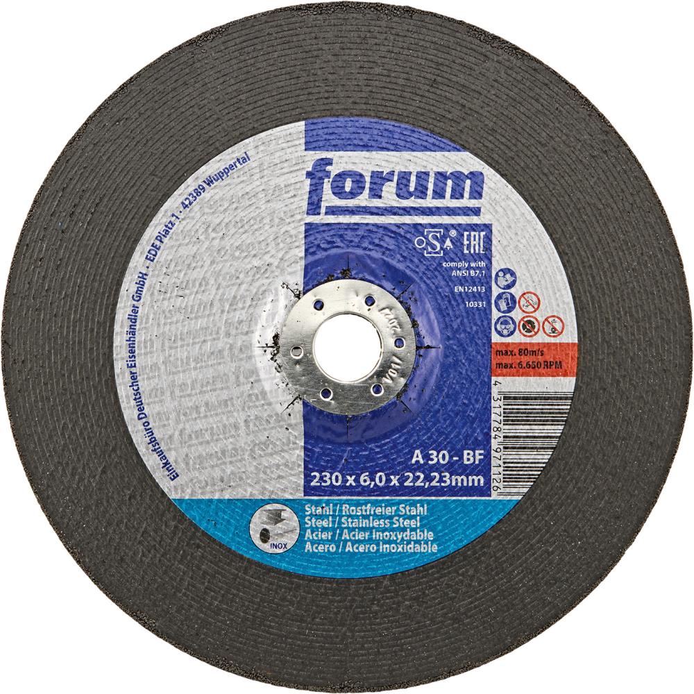 Schruppscheibe Stahl/INOX230 x 6 mm, T42 gekröpft FORUM