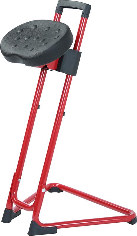 ESD Stehhilfe rot PU-Sitzschw. bis 110kg Sitzhöhenverstellung von 600-850
