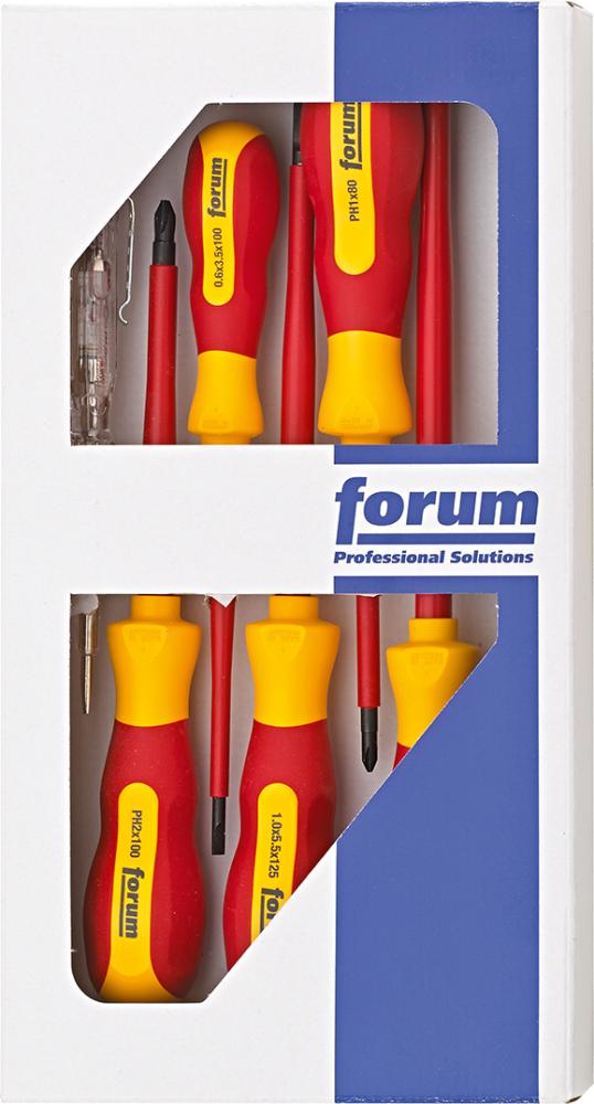 Schraubendreher-Satz VDE 6tlg. mit Prüfer FORUM