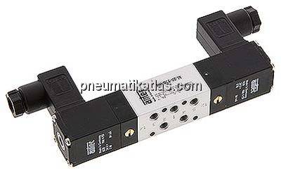 5/3-Wege Magnetventil, M 5, Mittelstellung geschlossen, 24 V DC