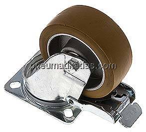 Polyurethan-Schwerlastrolle, Lenkrolle mit Totalfeststeller, 100mm