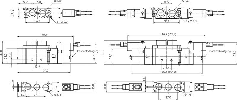 Zeichnung: 5/2-Wege Magnet-Impulsventil