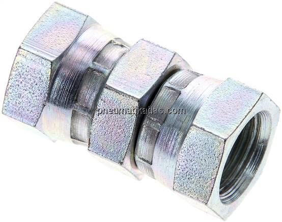 Gerader Verbinder 60°-Konus, G 3/8"-G 3/8", Stahl verzinkt