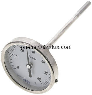 Bimetallthermometer, waagerecht D80/0 bis +60°C/160mm