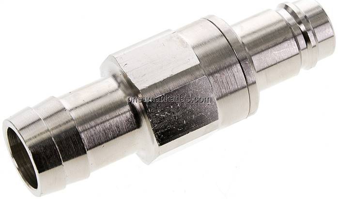 Kupplungsstecker (NW15) 25 (1")mm Schlauch, Messing vernickelt