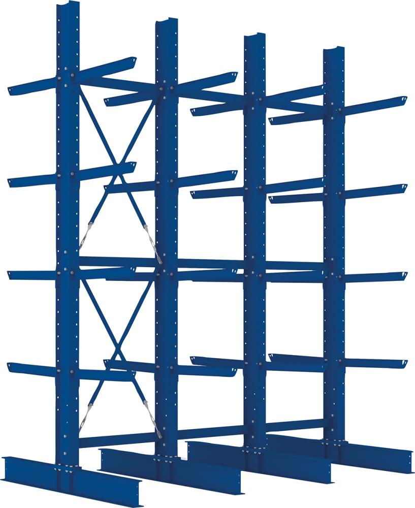 Kragarmregal Heavy B3100xT2x800xH4000 mm doppelseitig RAL 5010 5 Ebenen Traglast 2520kg