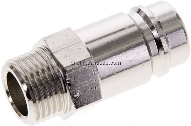 Kupplungsstecker (NW15) G 1/2"(AG), Messing vernickelt