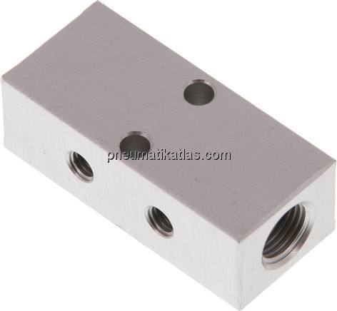 Verteilerleiste 2x G 1/8"-2x M 5, Aluminium eloxiert