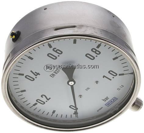 Sicherheits-Manometer senkrecht, 160mm, 0 - 1 bar