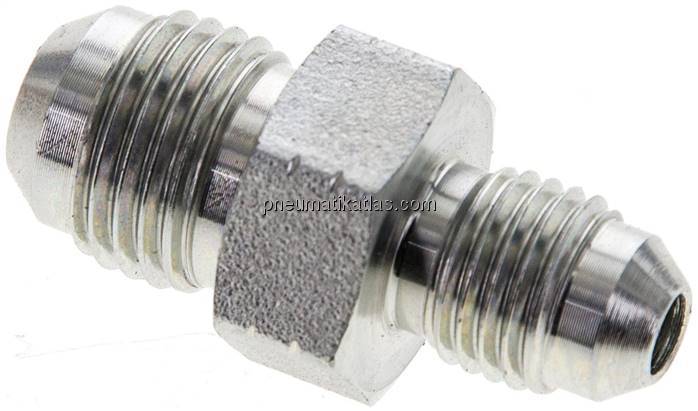 Doppelnippel UNF 9/16"-18(JIC)-UNF 7/16"-20(JIC), Stahl verzinkt