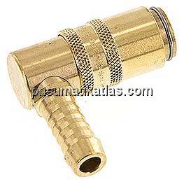 Temperierkupplungsdose (Winkel 90°) 9mm Zapfen, 9 (3/8")mm Schlauch