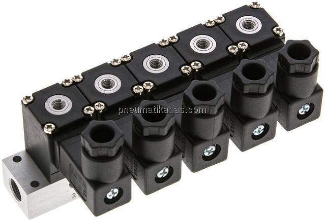 3/2-Wege Magnetventil, M 5, geschlossen (NC), 5-fach, 24 V DC