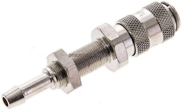 Schott-Kupplungsdose (NW2,7) 4mm Schlauch, Messing vernickelt