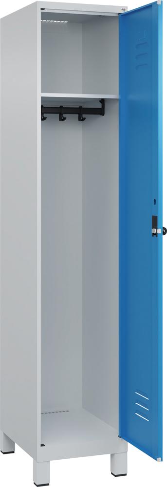 Garderobenschrank CLASSICB400xT500xH1950 mm RAL 7035/5012, 1 Abteil mit 100 mm hohen Füßen