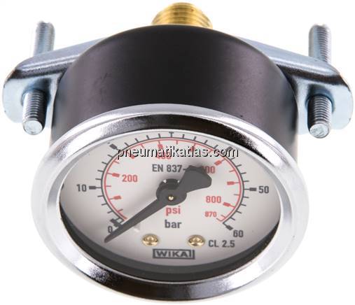 Einbaumanometer, 3-kant-Frontring, 50mm, 0 - 60 bar