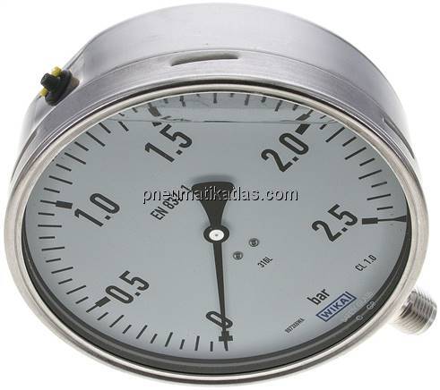 Chemie-Glycerin-Manometer senkrecht,160mm, 0 - 2,5 bar