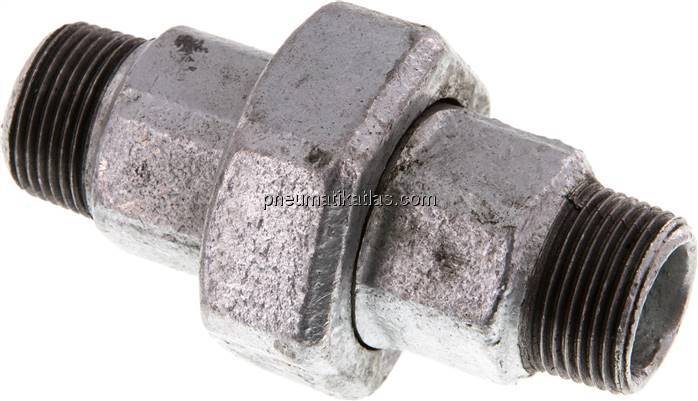 Doppelnippel trennbar R 3/4"-R 3/4", Temperguss verzinkt