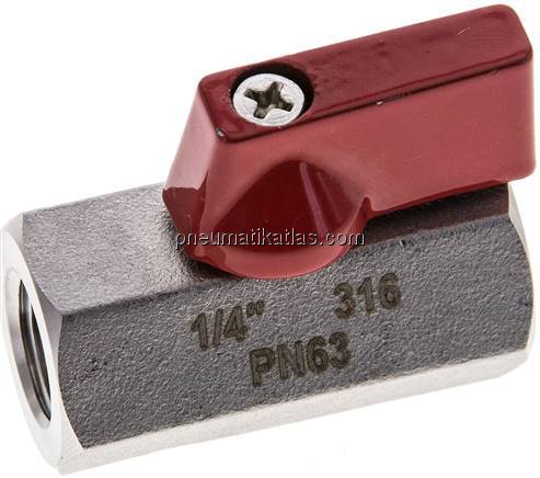 Edelstahl-Minikugelhahn G 1/4" Innengewinde, PN 63