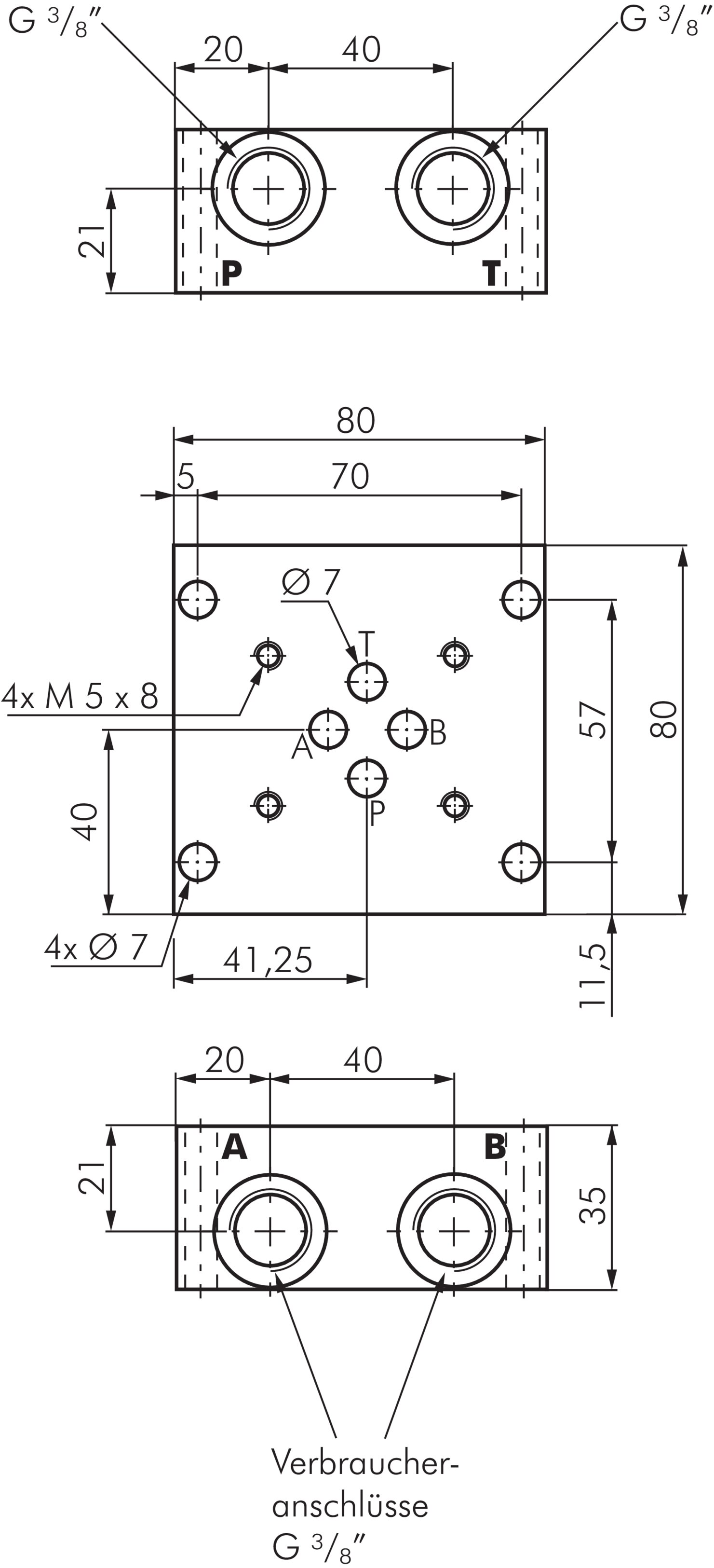 Zeichnung: NG 6 Anschlussplatte (einzel)