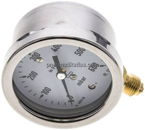 Manometer senkrecht 63mm, 0 - 600 mbar, G 1/4"
