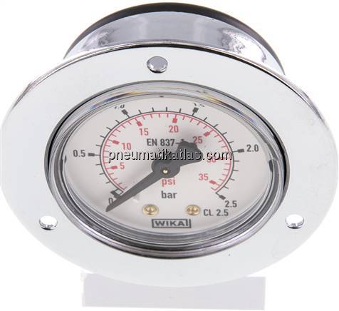 Einbaumanometer (CrNi/Ms), Frontring, 50mm, 0 - 2,5 bar