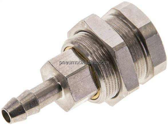 Abreißkupplungsdose (NW5) 6 (1/4")mm Schlauch, Messing vernickelt