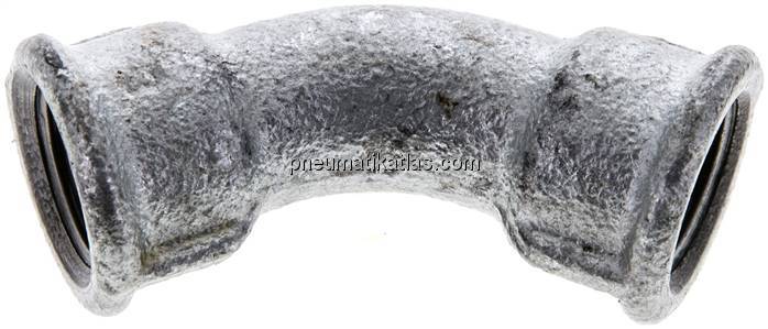 45°-Bogen Rp 3/8" (IG), Temperguss verzinkt