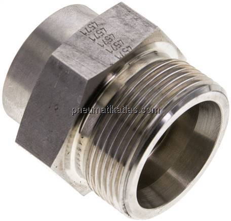 Gerade Anschweißverschraubung 30 S (M42x2), ohne Mutter & Schneidring, 1.4571