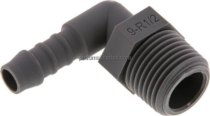 Winkel-Gewindetülle R 1/2"-9 (3/8")mm, PA 6