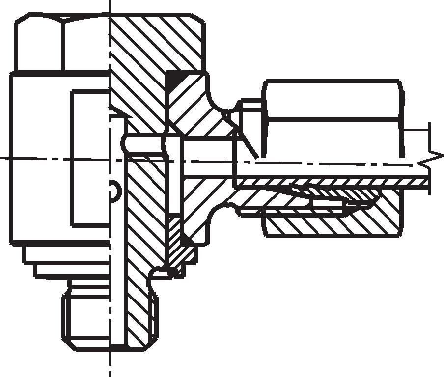 Zeichnung: Drosselfreie Schwenkverschraubung mit O