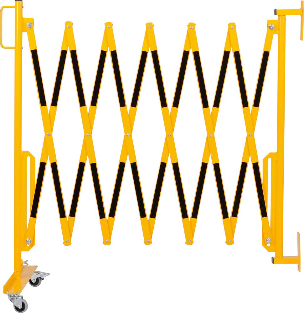 Scherengitter H 1050mm, L bis 3600mm gelb/schwarz Wandbefestigung/Rollenfuß