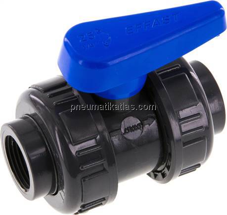 Kugelhahn, PVC-U / EPDM, Rp 3/4" (Wasserausführung)