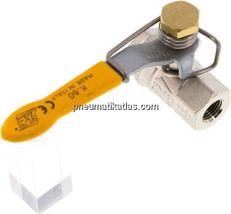 Messing-Kugelhahn, G 1/4", -0,98 bis 65bar, federschließend