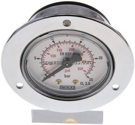 Einbaumanometer (CrNi/Ms), Frontring, 50mm, 0 - 25 bar