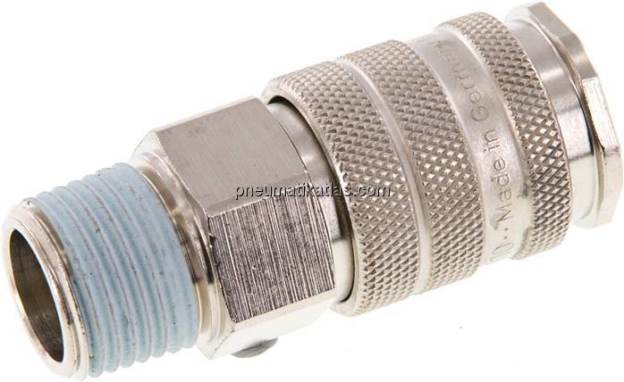 Kupplungsdose (NW10) R 1/2"(AG), Messing vernickelt