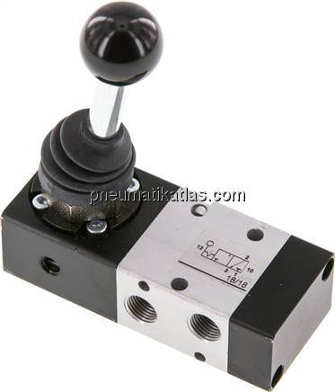 3/2-Wege Handhebelventil, Raste, G 1/8"