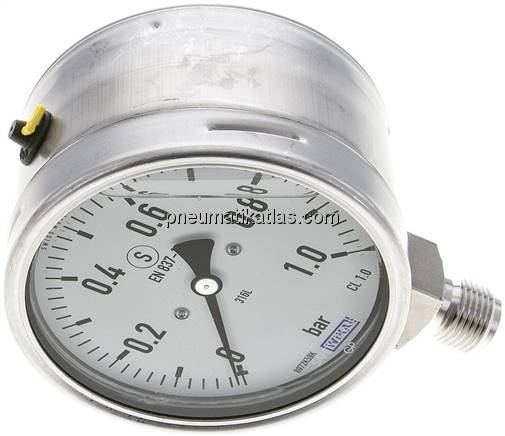 Gly.-Sicherheits-Manometer senkrecht,100mm, 0 - 1 bar