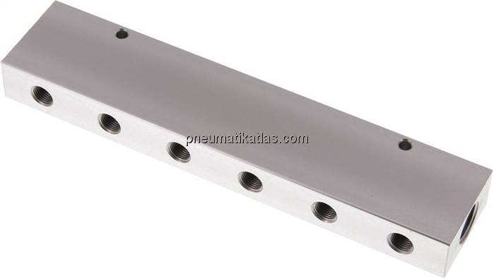Verteilerleiste 2x G 3/8"-12x G 1/8", Aluminium eloxiert