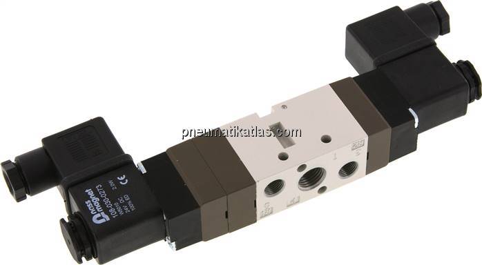 5/3-Wege Magnetventil, G 1/4", Mittelstellung belüftet, 230 V AC