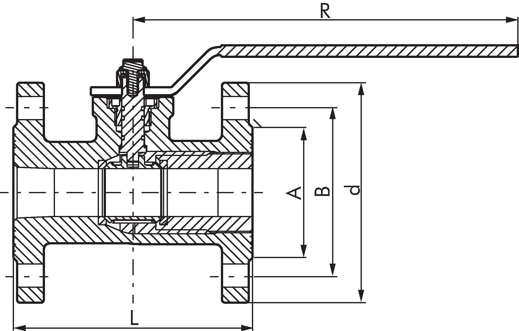 Zeichnung: Flanschkugellhahn (DVGW-zertifiziert)