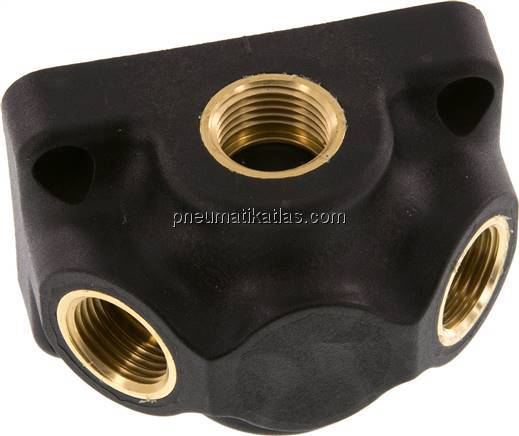 Wanddose (Luftweiche) G 1/2"-2x G 1/2", Durchgangsverteilerdose