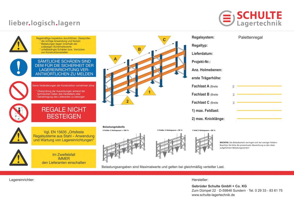 Regalbeschilderung A 3 für Außenbereich